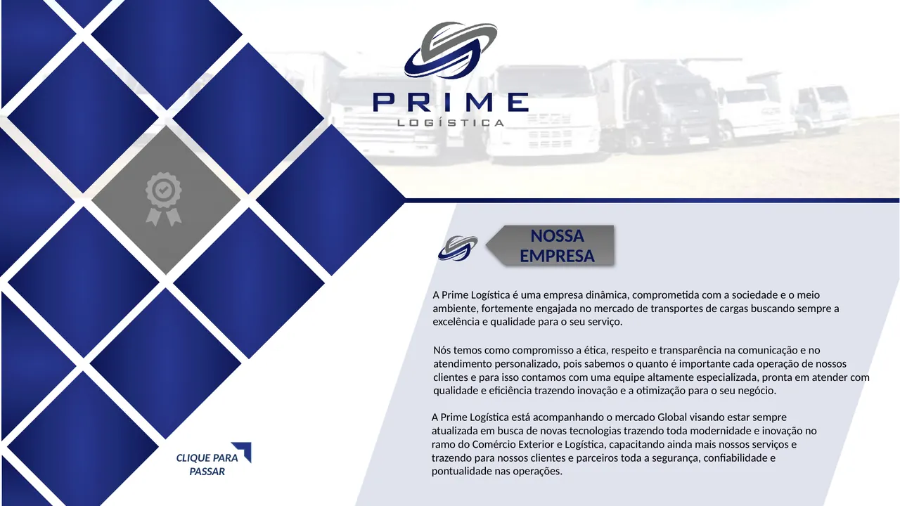 Apresentação internacional Prime Logística - Nossa empresa